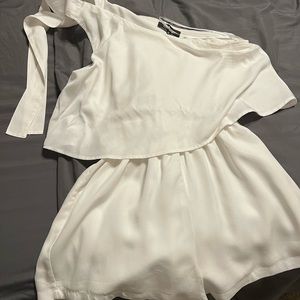 White one shoulder romper from LuLus